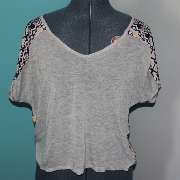 Pomelo Gray with Sheer Patterned Back Shirt - Picture 1 of 3